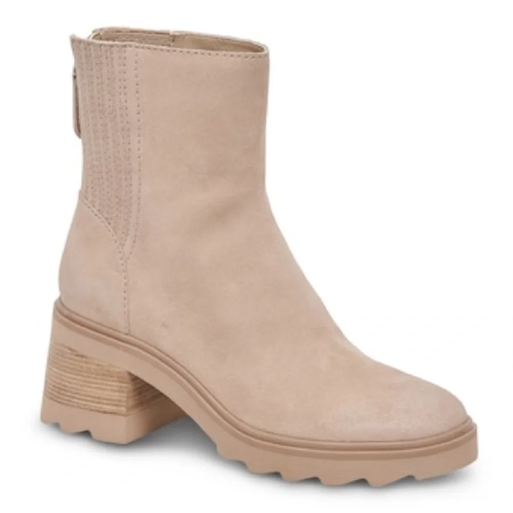 Dolce Vita Tan Suede Block Heel Ankle Boots
